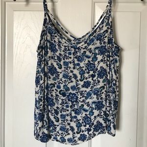 Blue and white floral crop top